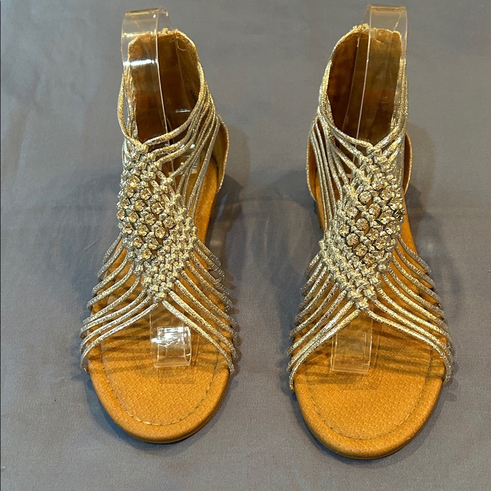 Women's Gold Embellished Strappy Sandals